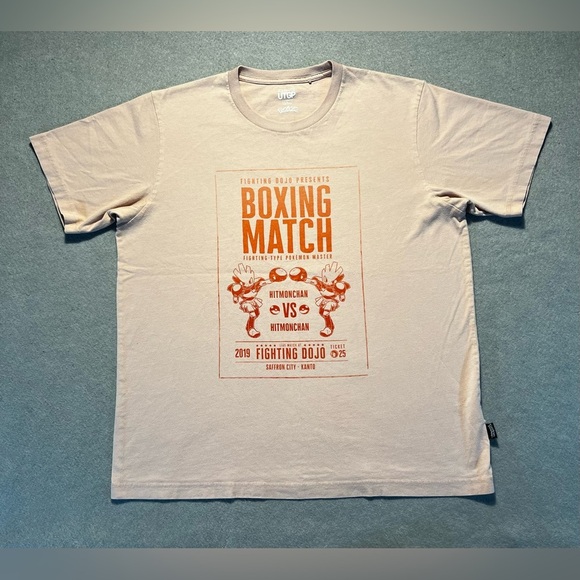 Uniqlo Pokémon UTGP 2019 T-Shirt Hitmonchan Boxing Match Men’s Large Pink Rare - Picture 1 of 6